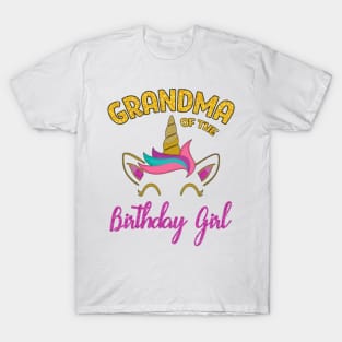 Grandma of the Unicorn Birthday Girl T-Shirt